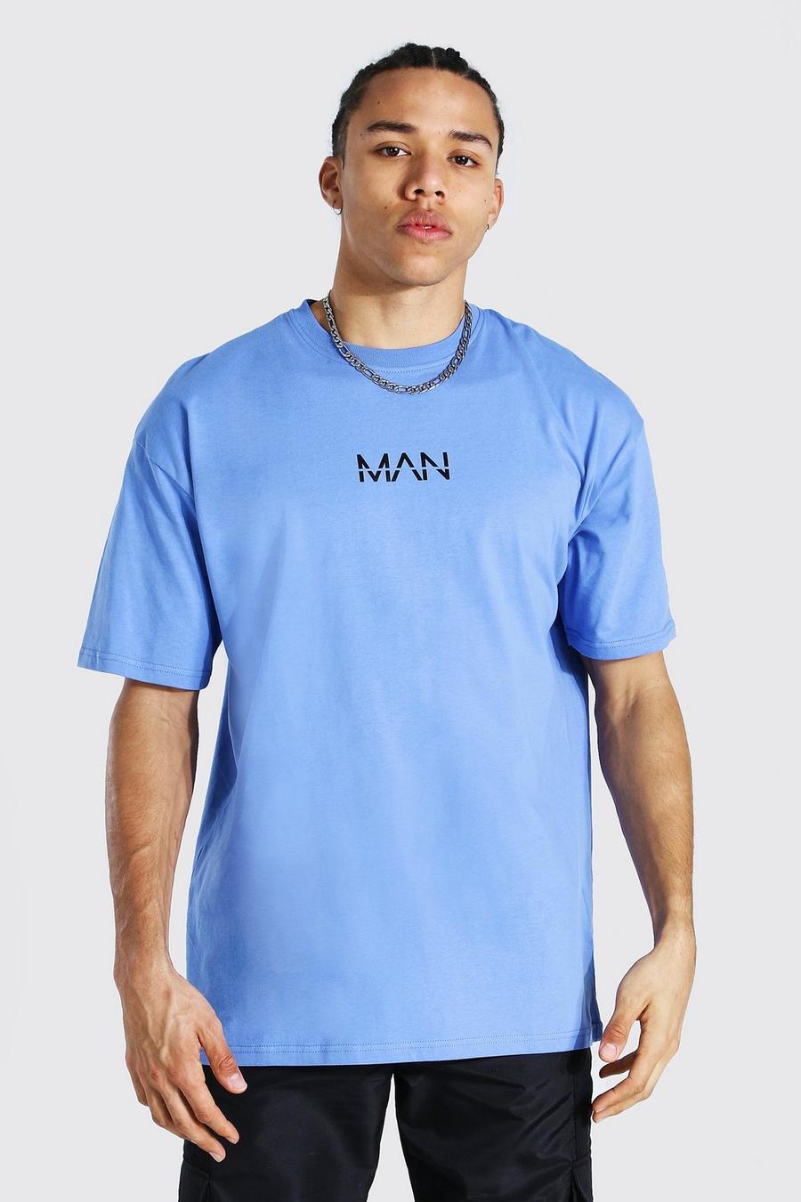 דרדר כחול טישרט אוברסייז עם כיתוב Man לגברים גבוהים image number 1