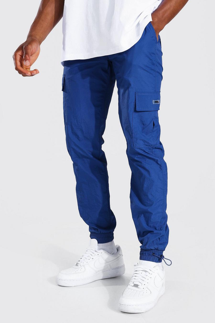Blue Washed Nylon Track Pants image number 1