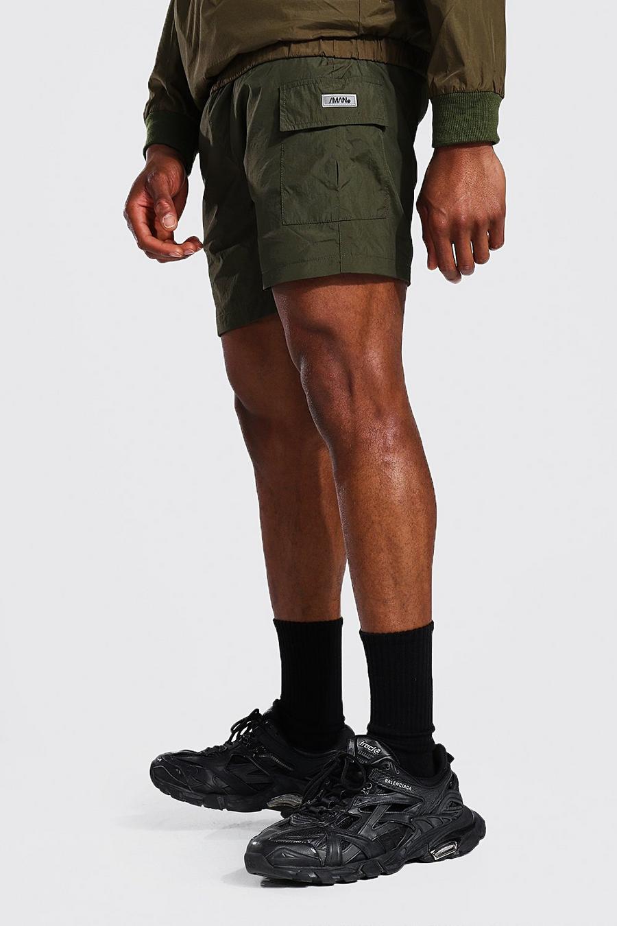 Khaki Gebleekte Shorts Met Nylon Voering image number 1