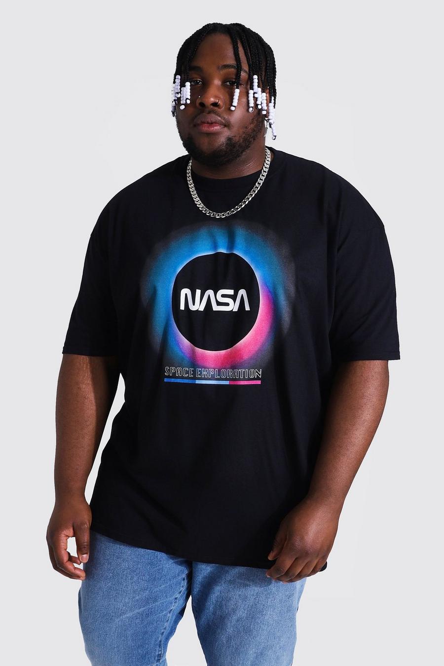 Plus Size Nasa Lizenz T-Shirt mit Sonnenfinsternis-Motiv, Schwarz image number 1