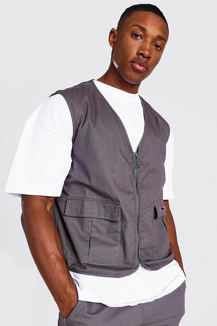 Grey Cotton Twill Utility Tank image number 1