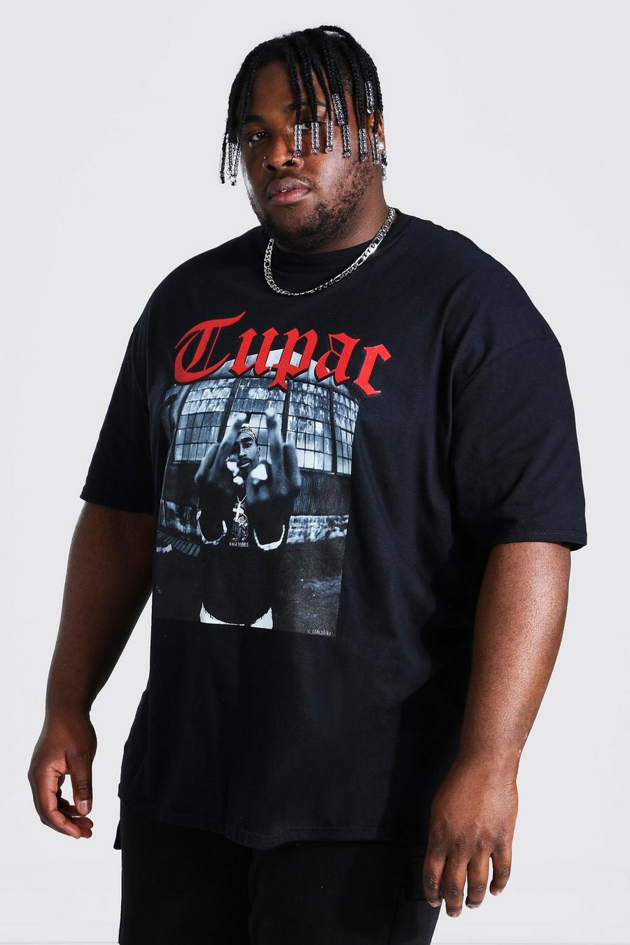 Black Plus Size Tupac Middle Finger License T-shirt image number 1
