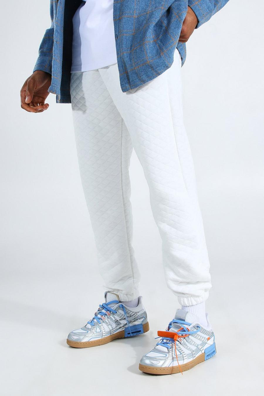 Ecru white Regular Man Signature Quilted Joggers image number 1