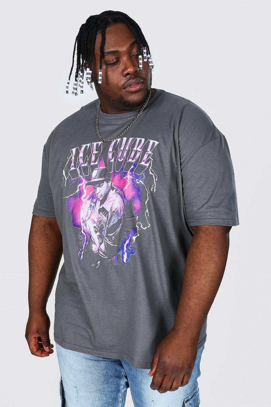 Charcoal Plus Size Ice Cube Lightening License T-shirt image number 1