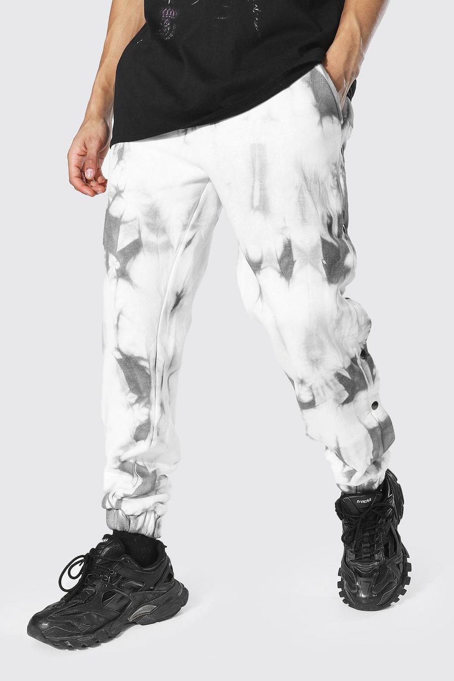 Pantaloni tuta regular effetto tie-dye con bottoni automatici, Grigio image number 1