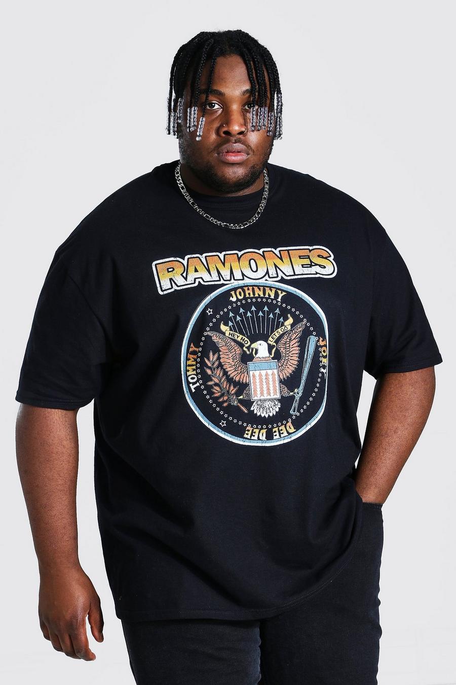 Plus Size Ramones Crest Lizenz T-Shirt, Schwarz image number 1