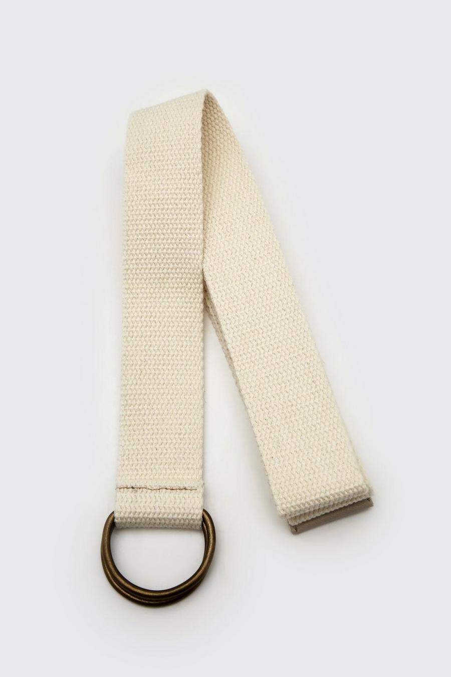 Cinturón de cincha de algodón con anilla en D, Beis image number 1