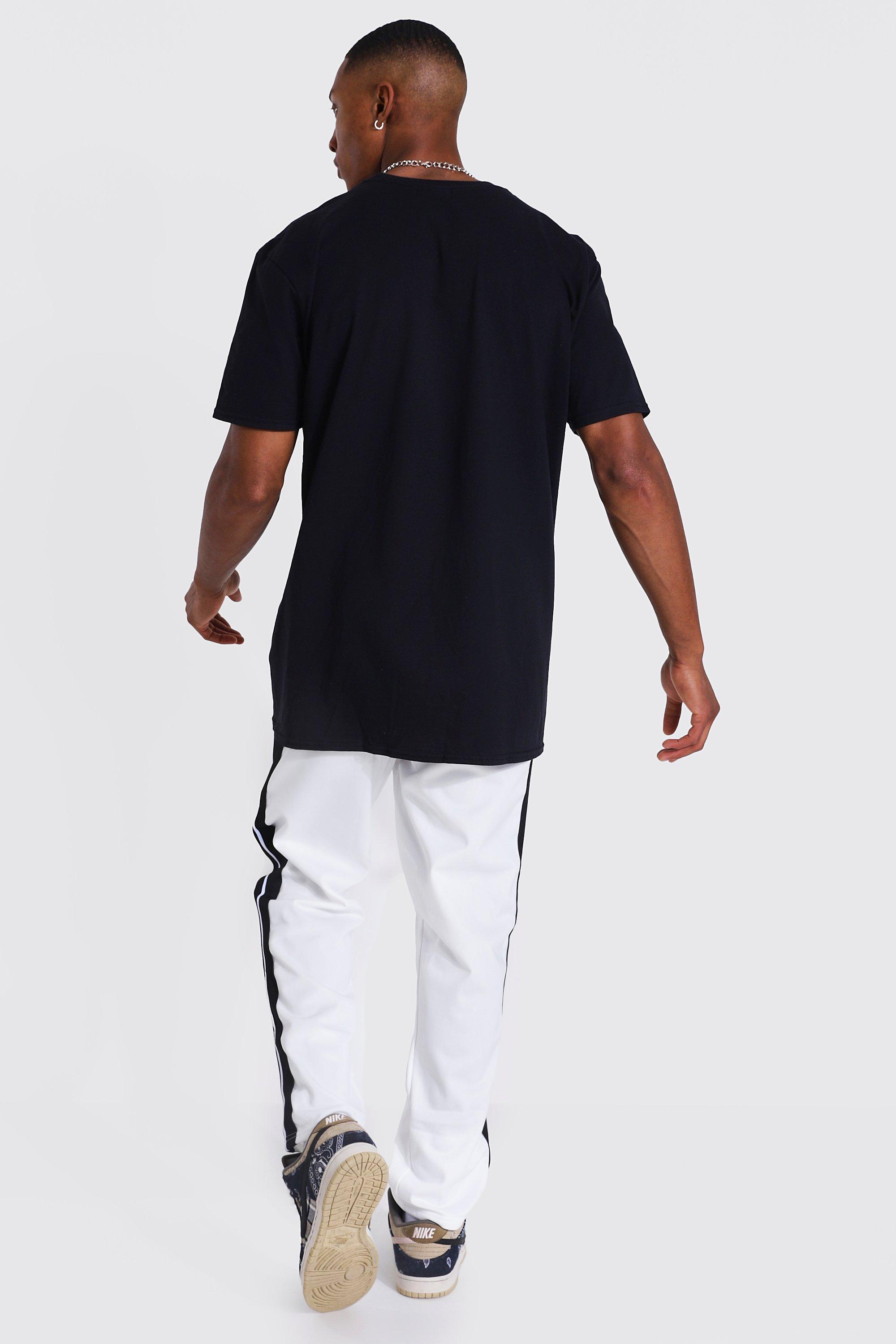 Loose Fit Tricot Joggers With Side Tape | boohooMAN USA
