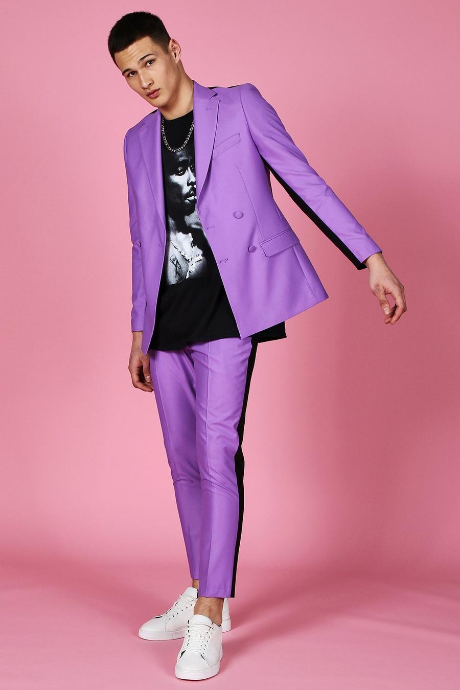 Einfarbige Cropped Skinny Anzughose, Violett image number 1