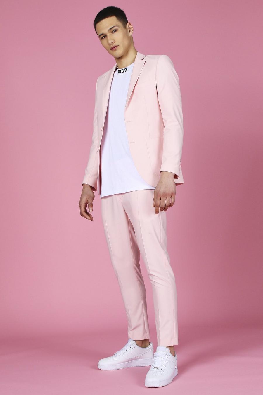 Light pink Skinny Plain Suit Jacket image number 1