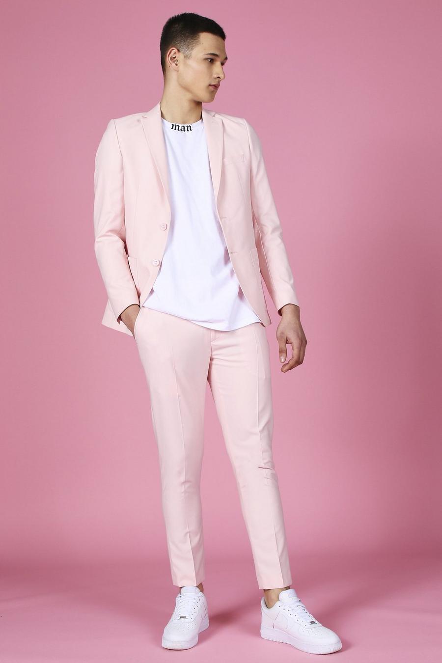 Light pink Ankellånga kostymbyxor i skinny fit image number 1