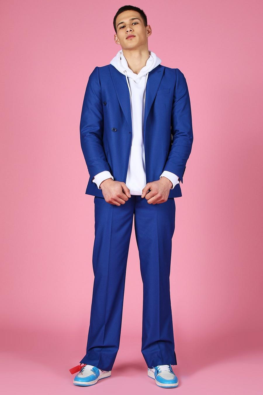 Blue Relaxed Double Breasted Tab Suit Jacket image number 1