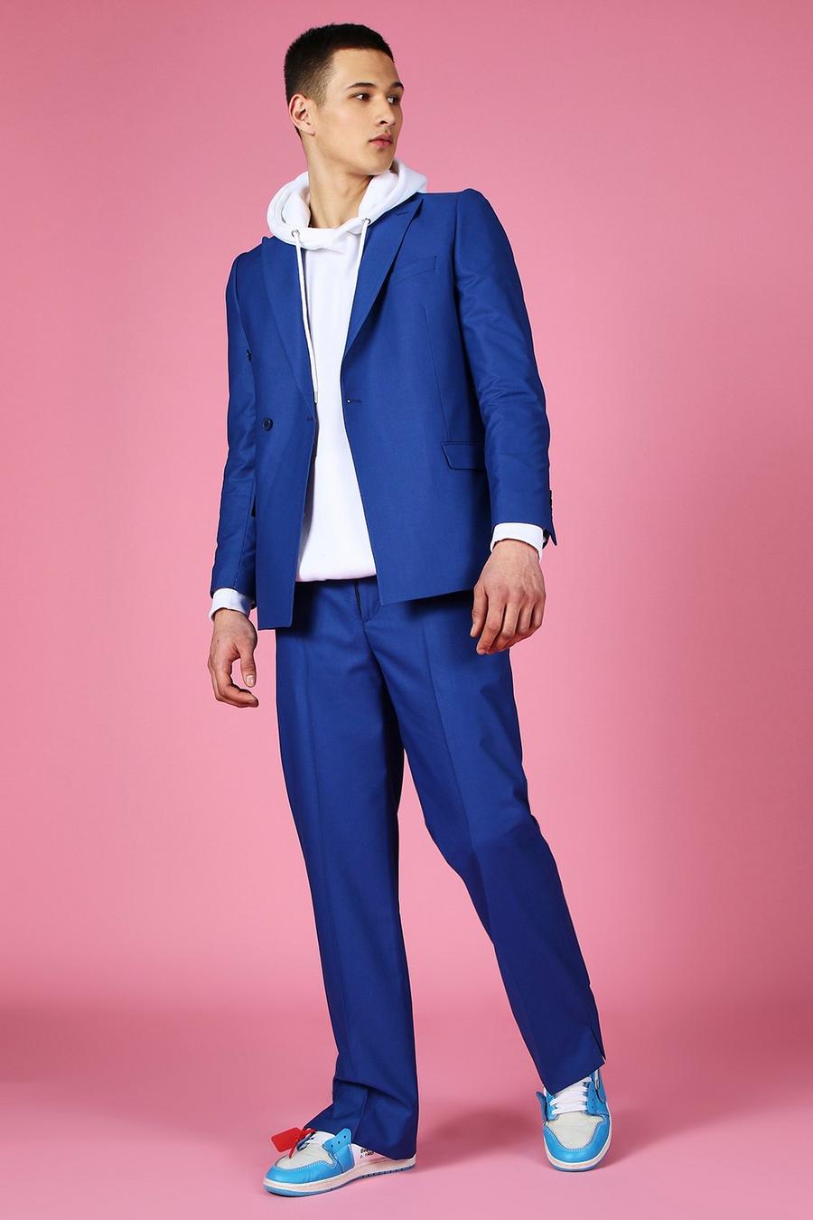 Blue Relaxed Split Hem Suit Trouser image number 1