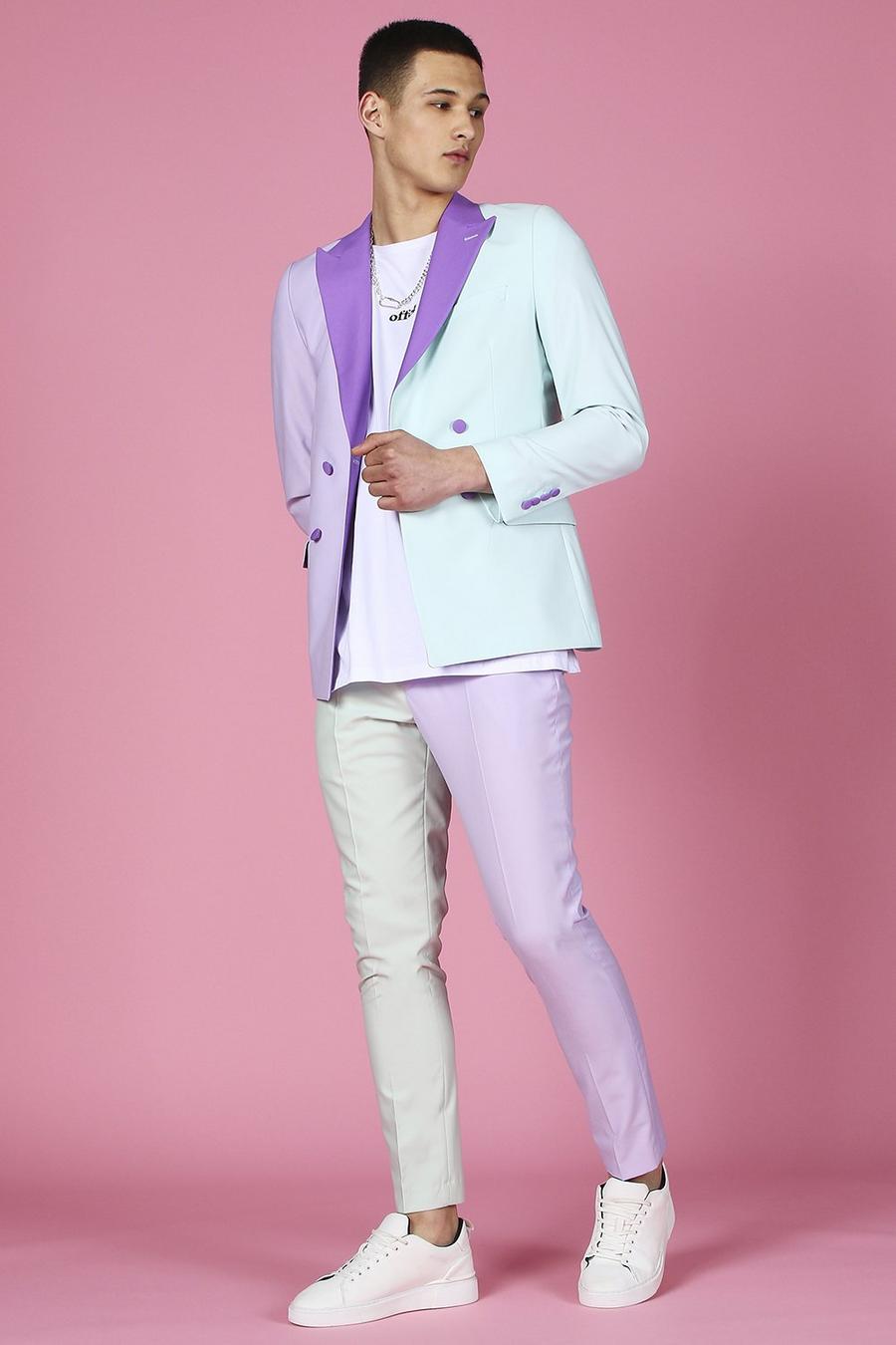 Skinny Anzughose im Colorblock-Design, Minzgrün image number 1