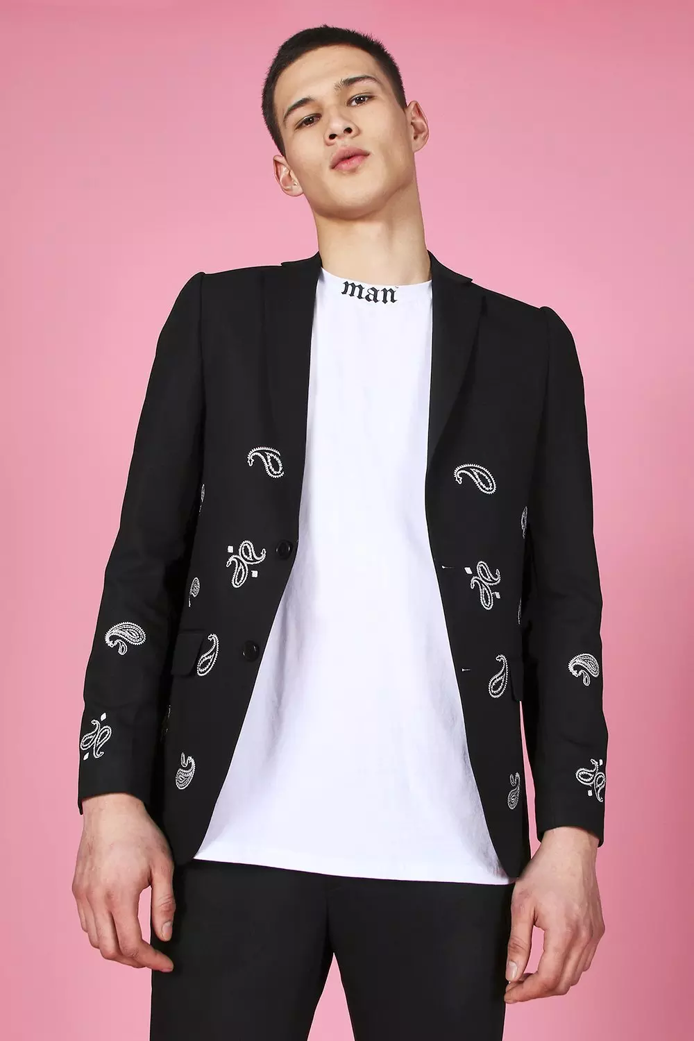 Black embroidered suit outlet jacket