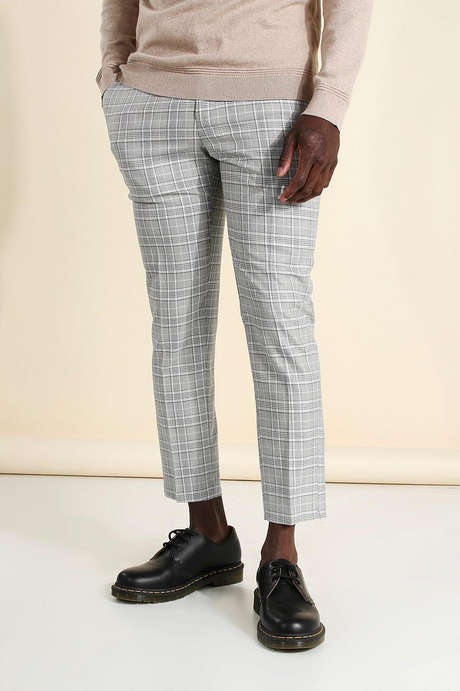 Blue Skinny Check Cropped Smart Pants image number 1