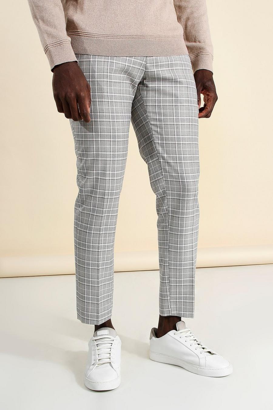 Pink Skinny Check Cropped Smart Trouser image number 1