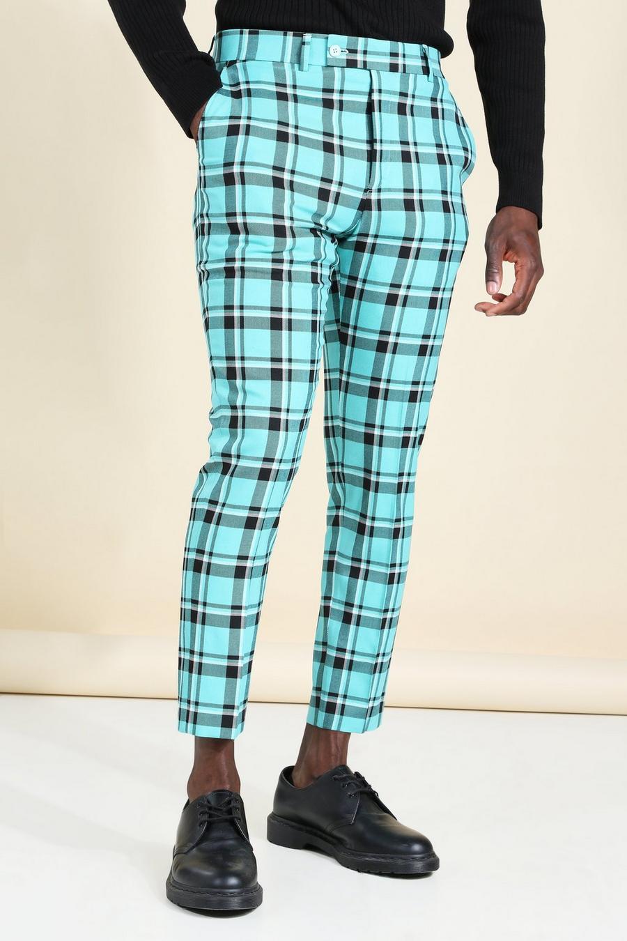 Pantaloni a pinocchietto eleganti skinny con motivo scozzese, Foglia di tè image number 1