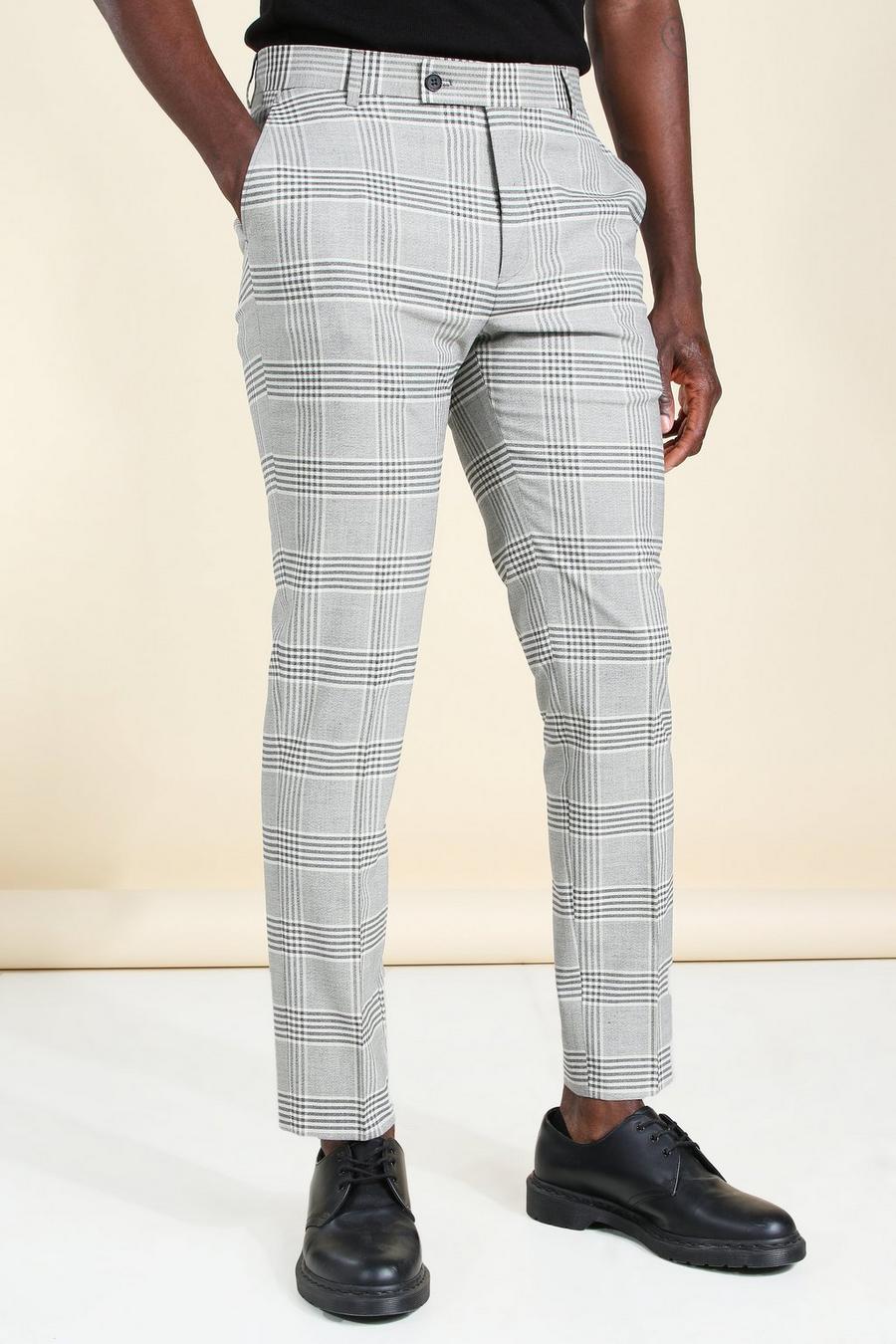 Grey Geruite Skinny Fit Pantalons image number 1