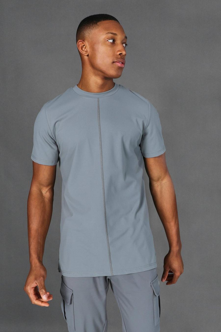 MAN Active Premium Yoga-T-Shirt mit Seitenschlitz, Salbeigrün image number 1