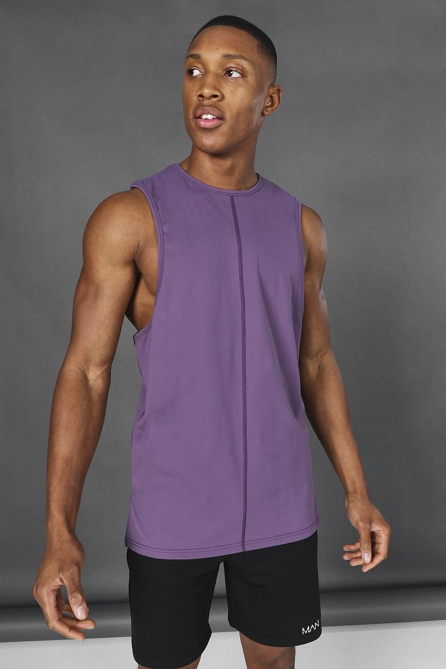 Camiseta de tirantes con abertura lateral de yoga Premium Active MAN, Morado purple image number 1