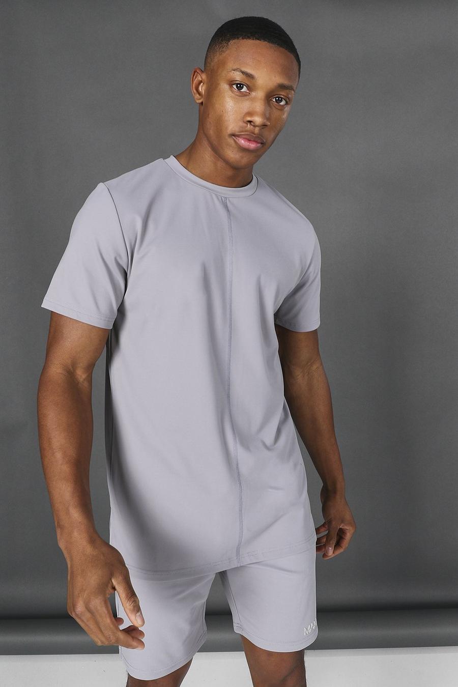 Taupe Man Active Premium Yoga T-Shirt Met Zijsplit image number 1