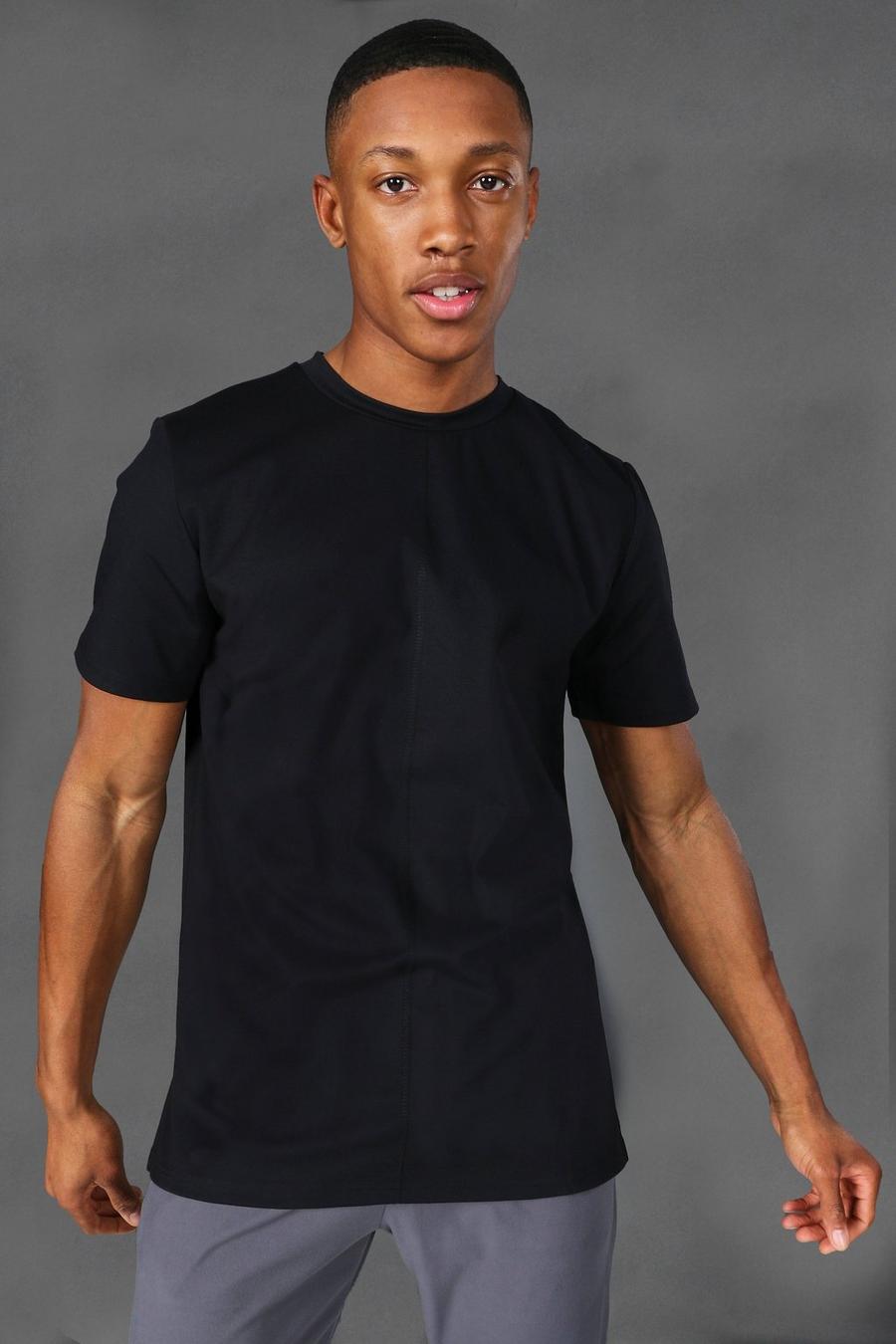 MAN Active Premium Yoga-T-Shirt mit Seitenschlitz, Schwarz image number 1