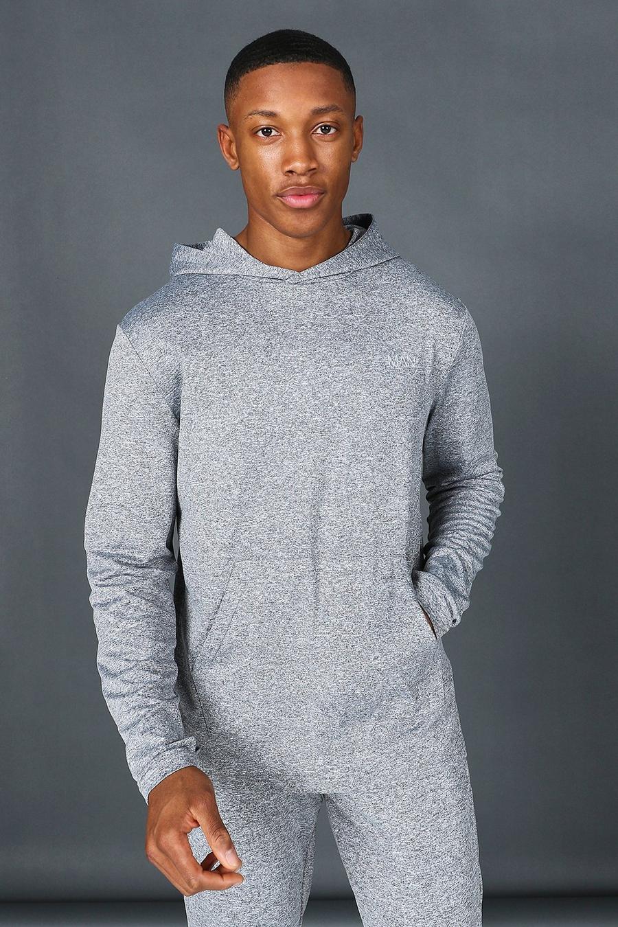 Grey Man Active Marl Yoga Over The Head Hoodie image number 1