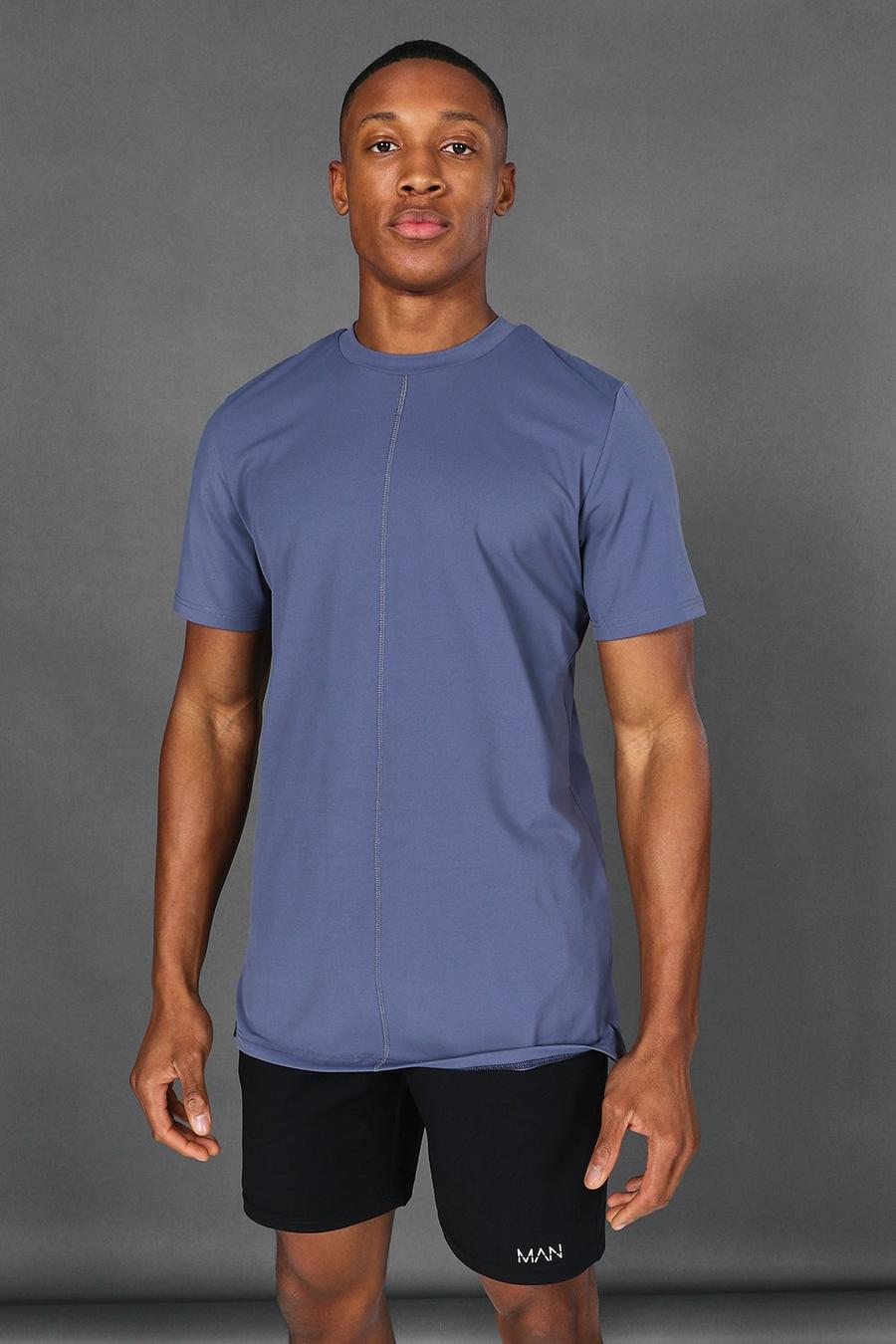 Dusty blue Man Active Yoga Side Split T-shirt image number 1