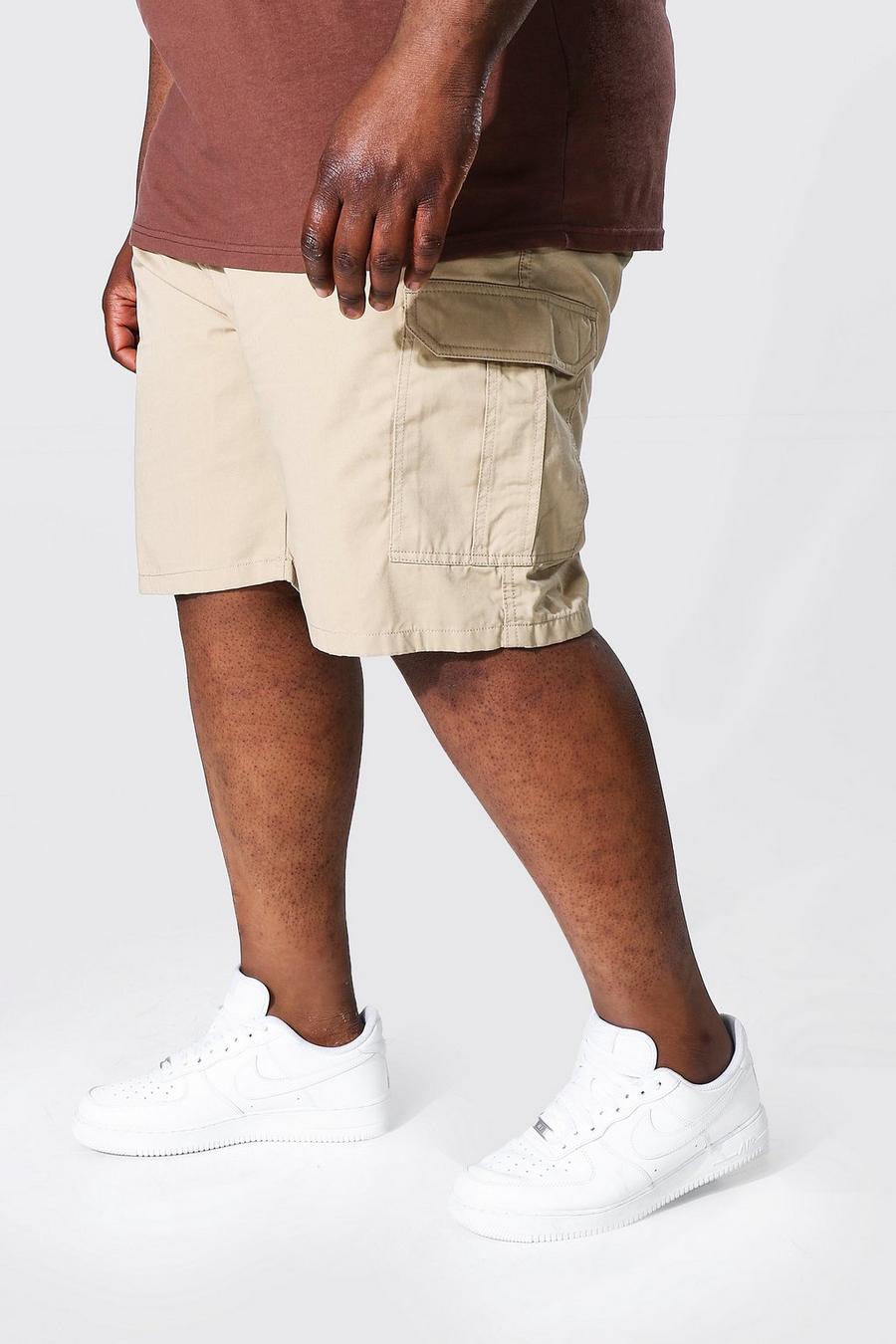 Pantalones cortos estilo militar con cintura fija Plus, Gris piedra image number 1