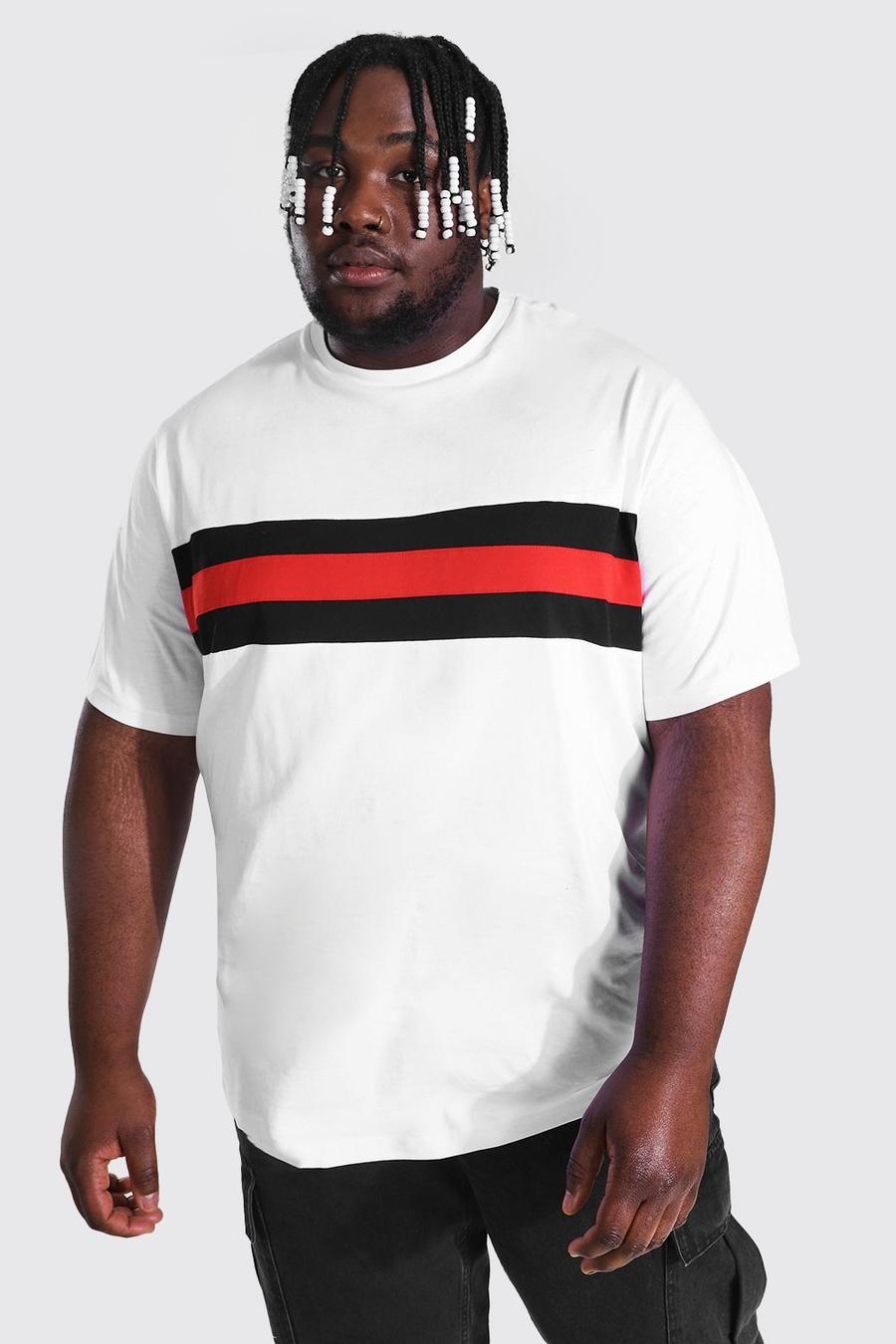 Plus Size T-Shirt mit Einsatz im Colorblock-Design, Weiß image number 1