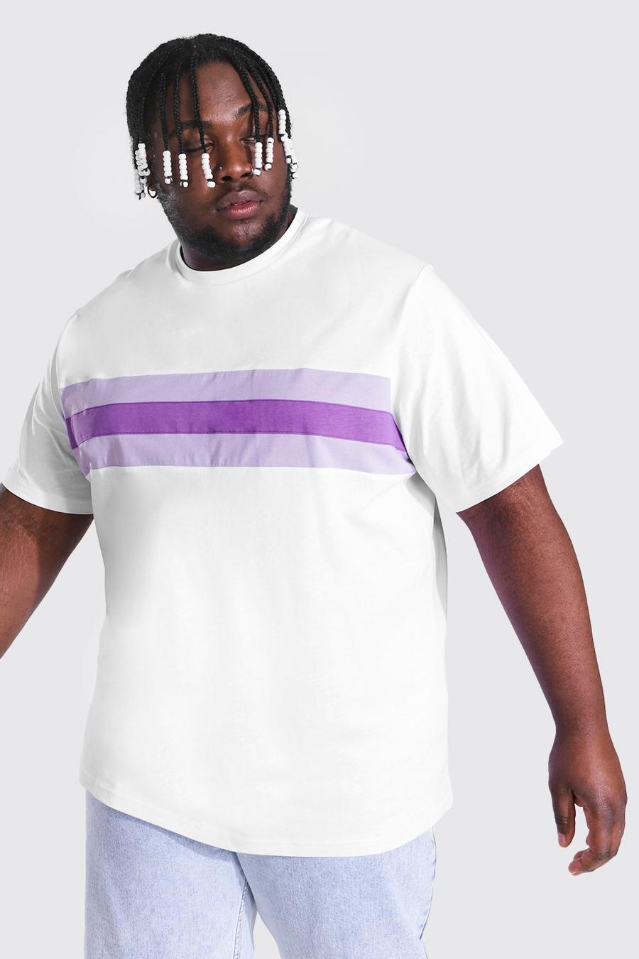 White Plus Size Colour Block Panel T-shirt image number 1