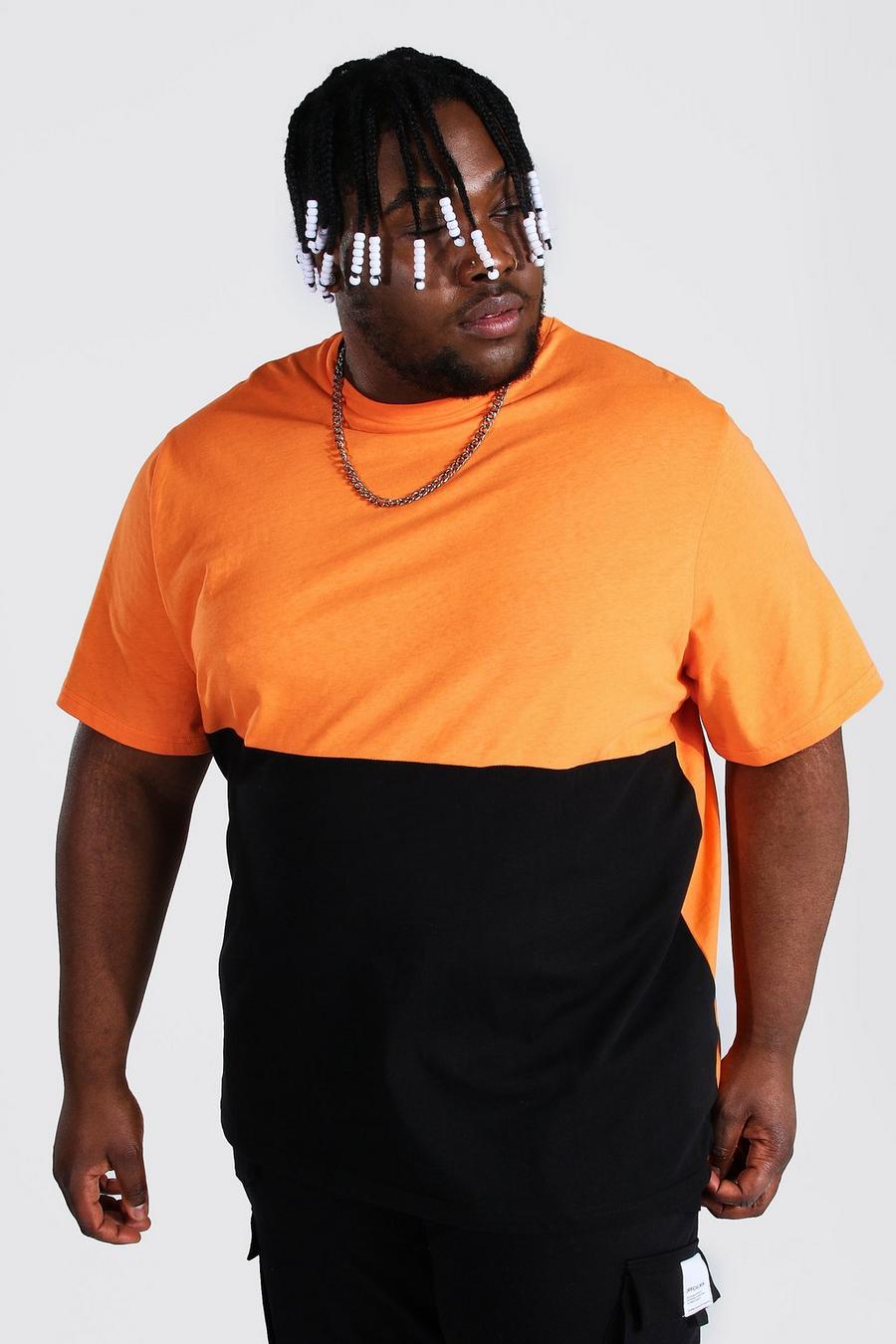 Orange Plus size - T-shirt med blockfärger image number 1