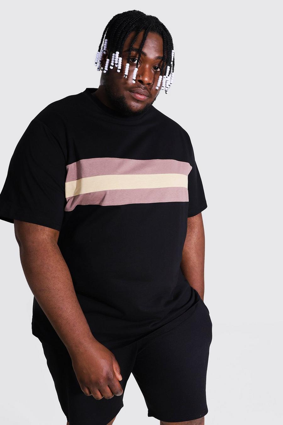 Black Plus size - T-shirt med paneler i olika färger image number 1