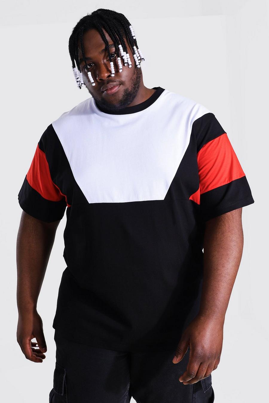 Camiseta con paneles con bloques de color Plus, Negro image number 1