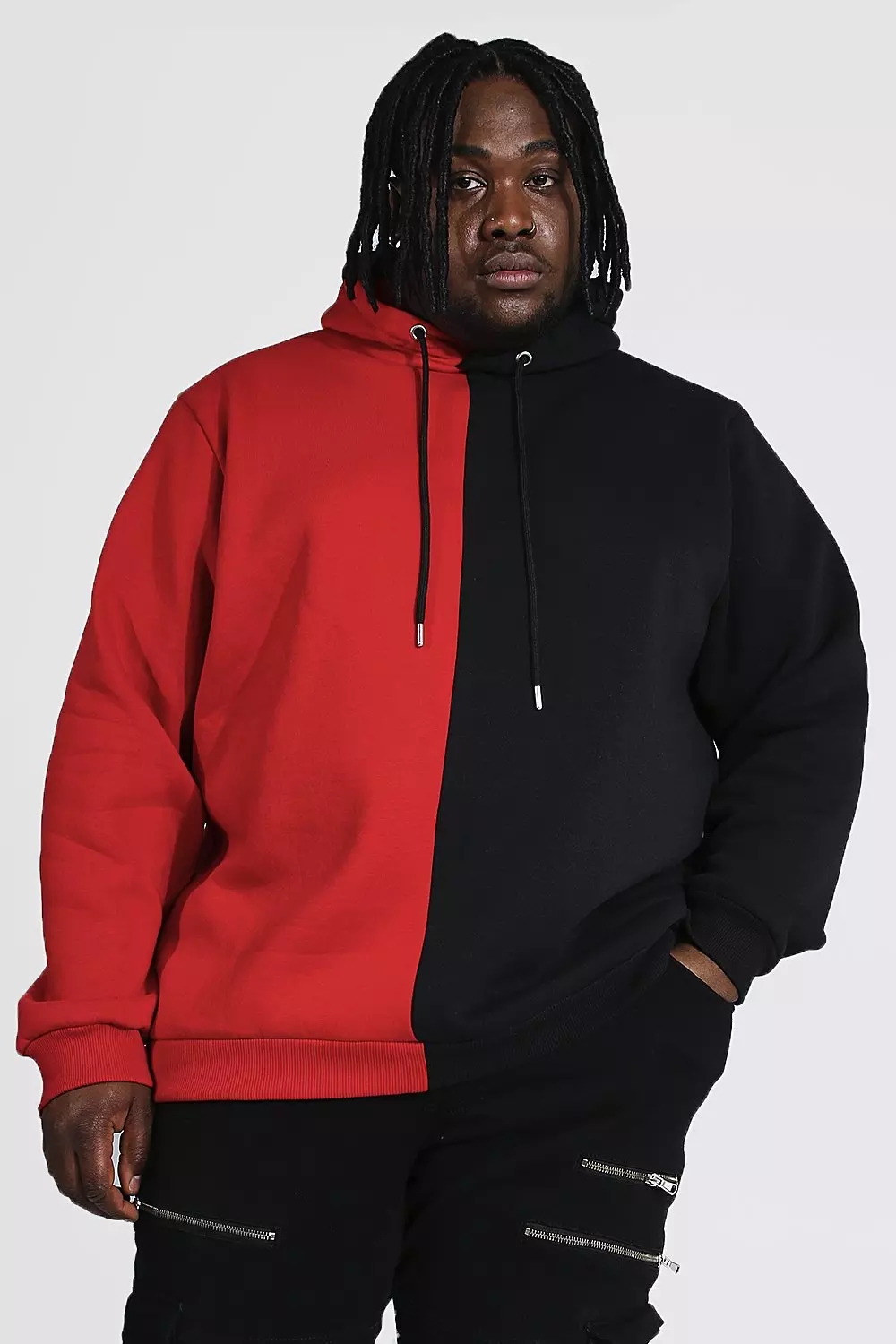 Plus size color block hoodie hotsell