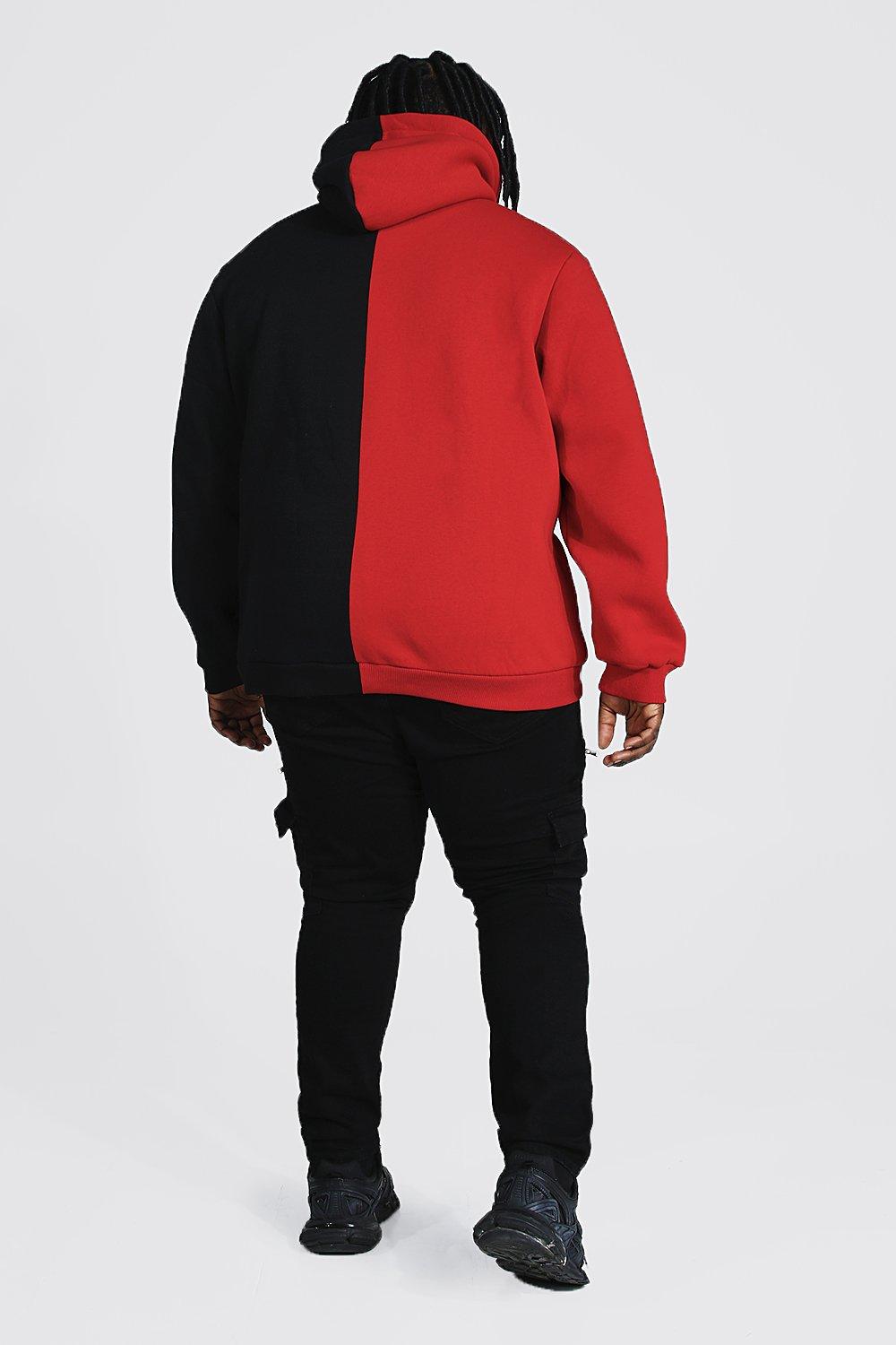 Plus Size Hoodie mit Halb und Halb Colorblock