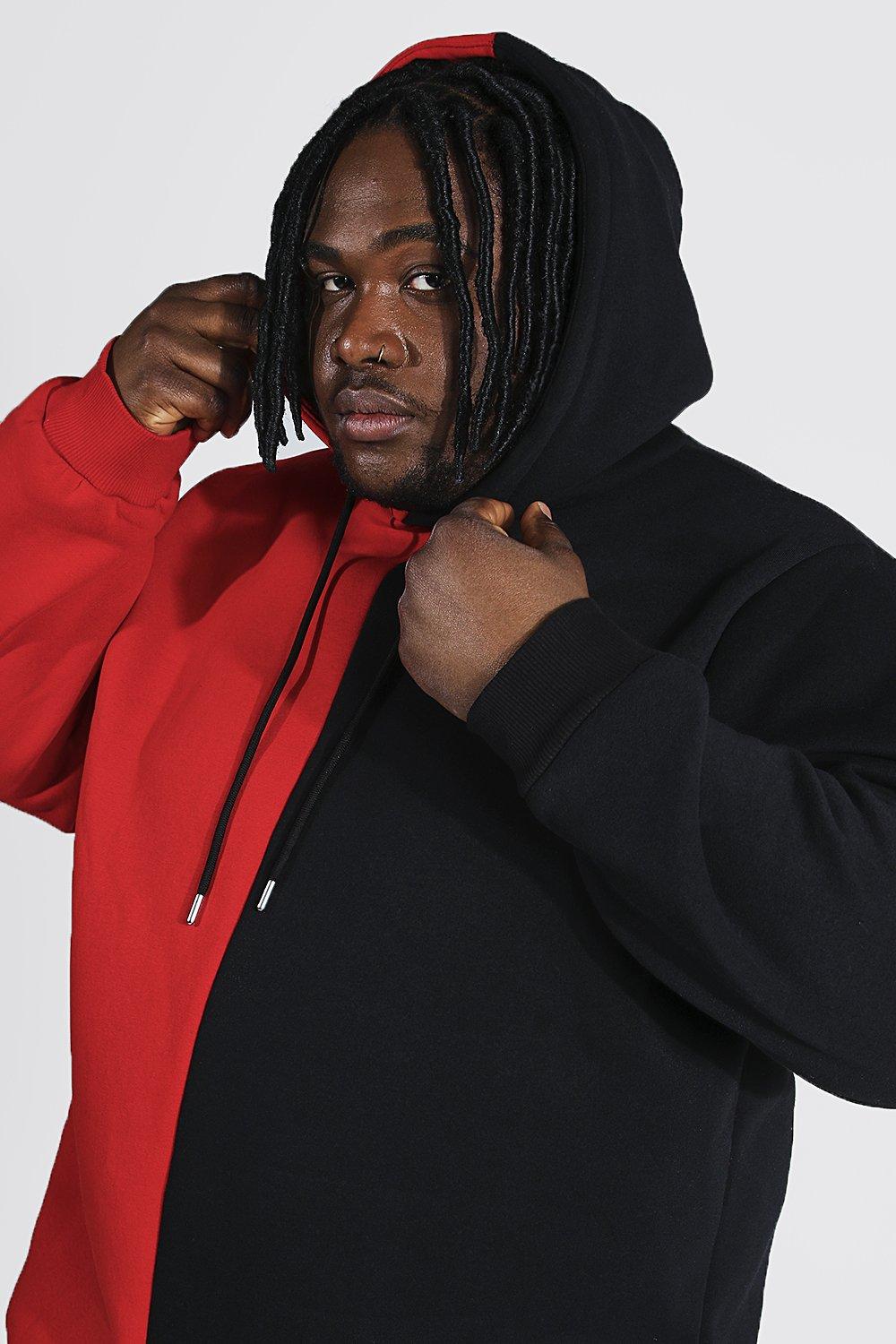 Half black half outlet red hoodie