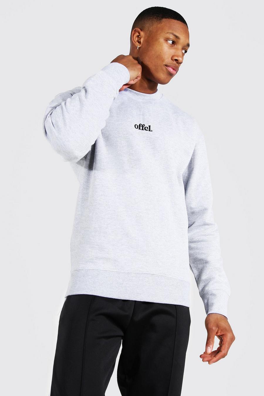 Ash grey Oversized Official Embroidered Sweatshirt image number 1
