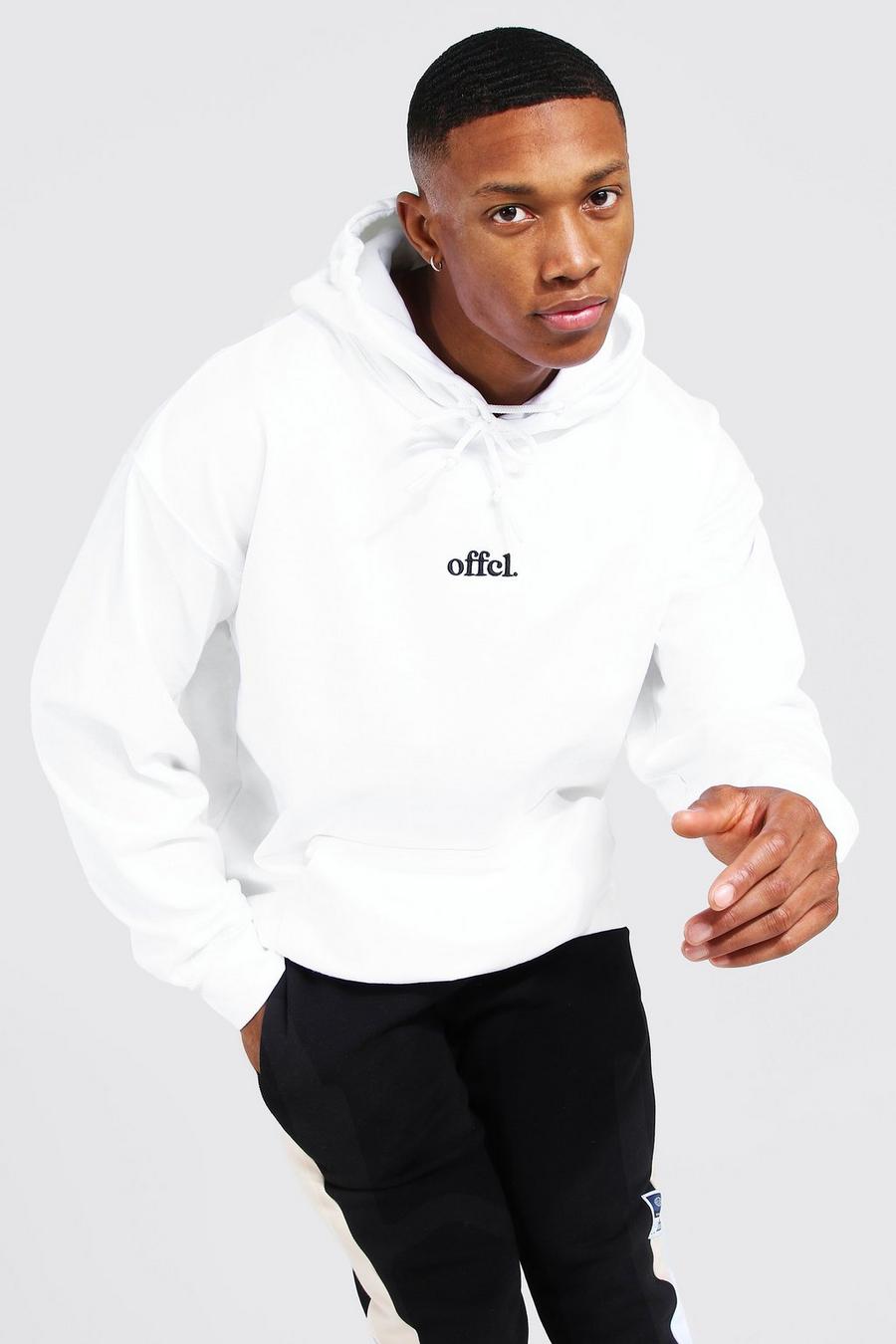 White Oversized Official Embroidered Hoodie image number 1
