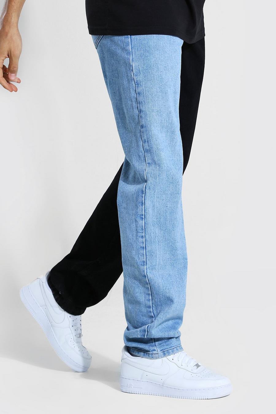 Tall Gespleißte Relaxed Fit Jeans, Eisblau image number 1