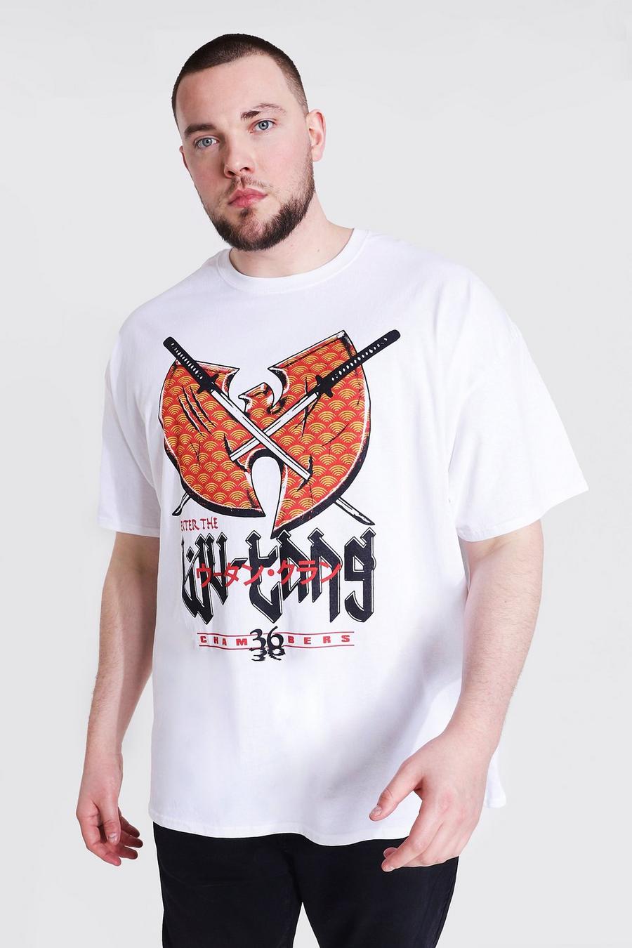 Plus Size Wu-Tang Lizenz T-Shirt mit Schwert-Motiv, Weiß image number 1