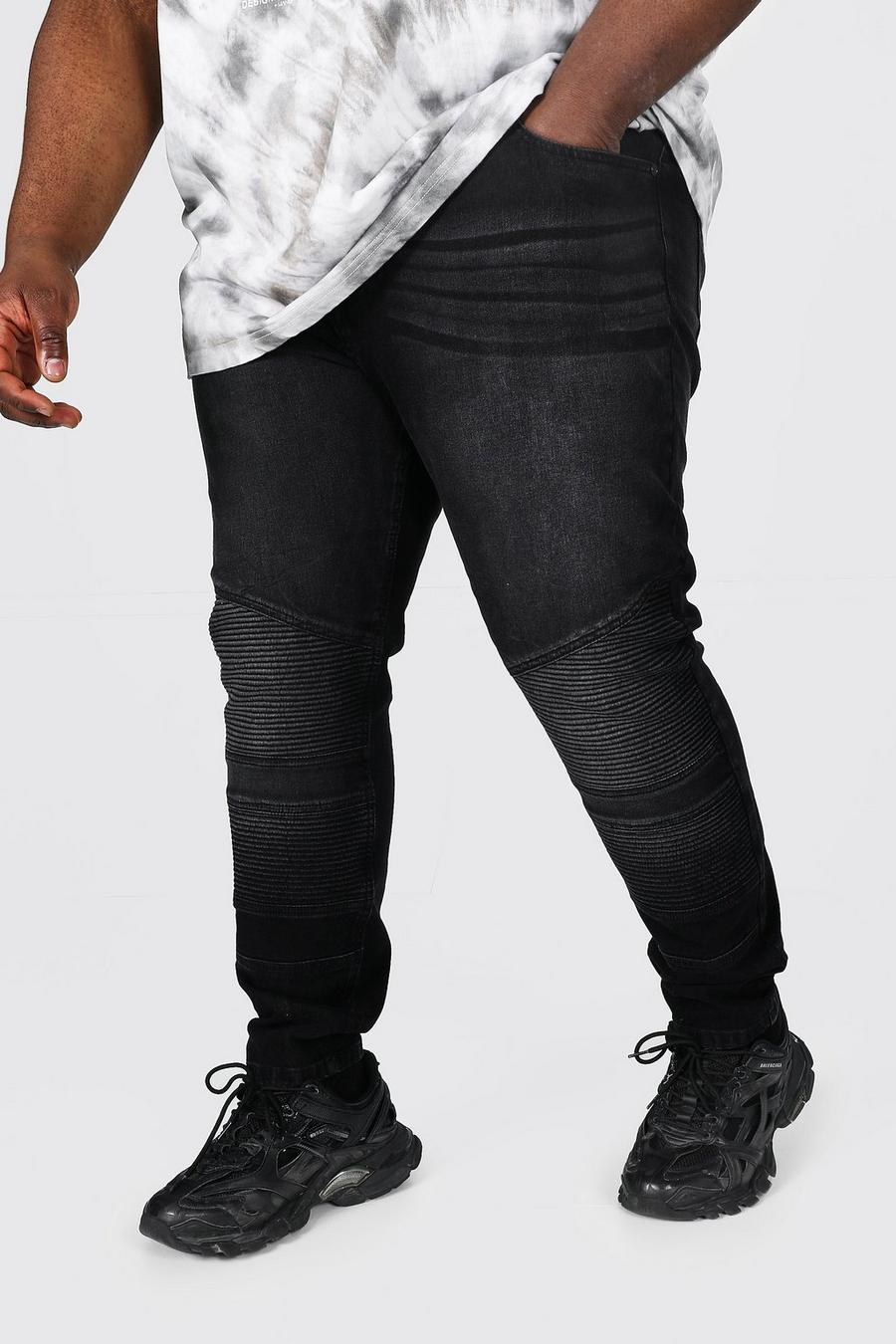 Jeans skinny Plus Size in stile biker, Nero image number 1