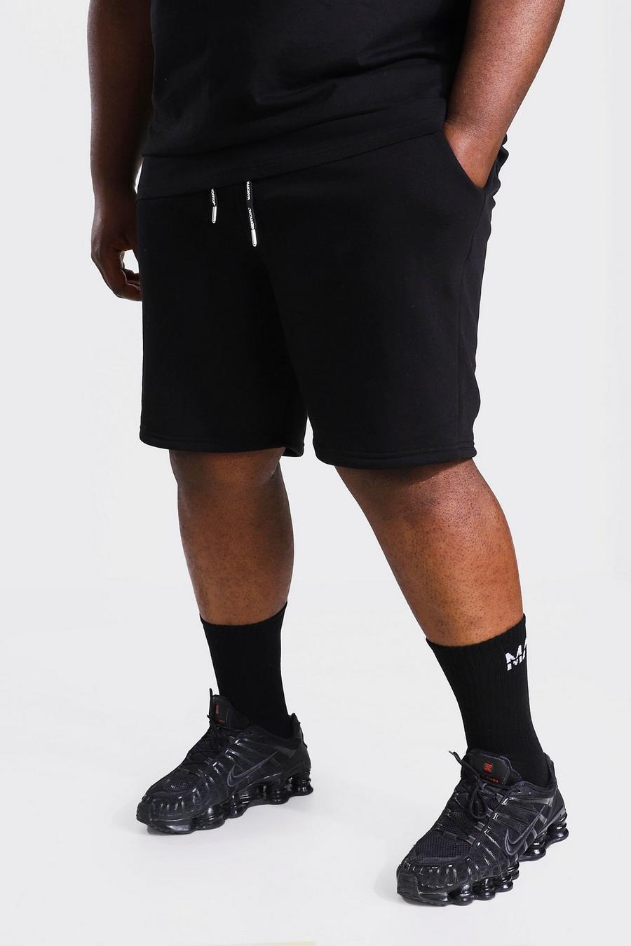 Black Plus Jersey Shorts With Man Draw Cords image number 1
