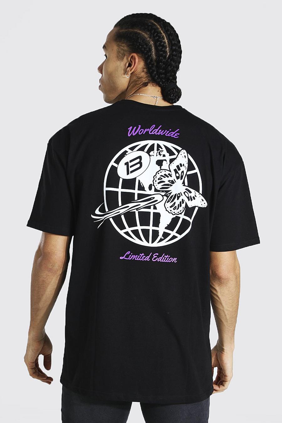 Black Tall Worldwide T-shirt med tryck bak image number 1