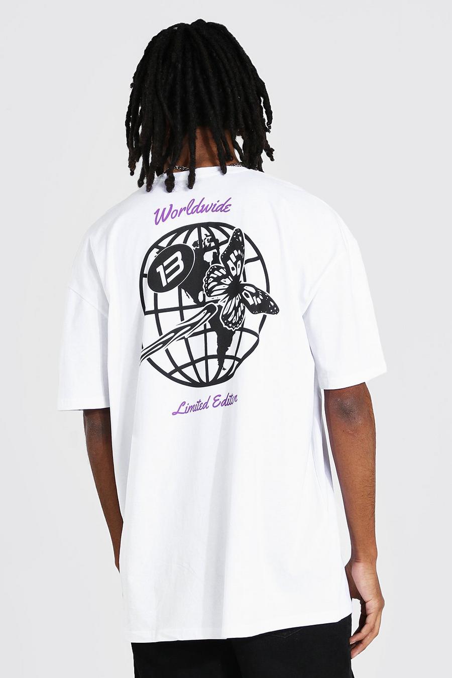 Tall T-Shirt mit Worldwide-Print hinten, Weiß image number 1