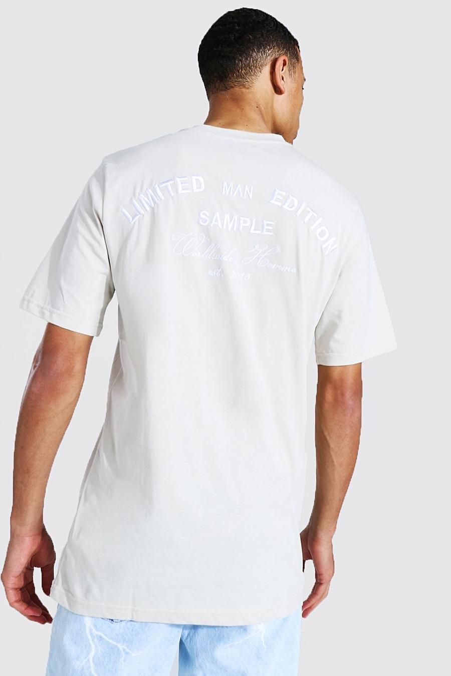 Camiseta ancha bordada Limited Tall, Gris piedra image number 1