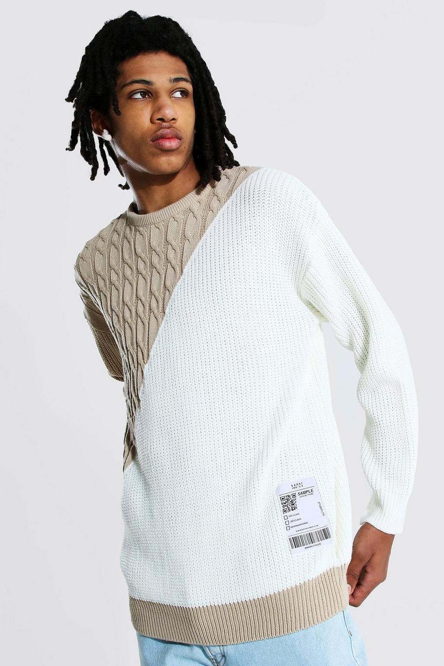 Ecru white Tall Man Spliced Jumper With Woven Label image number 1