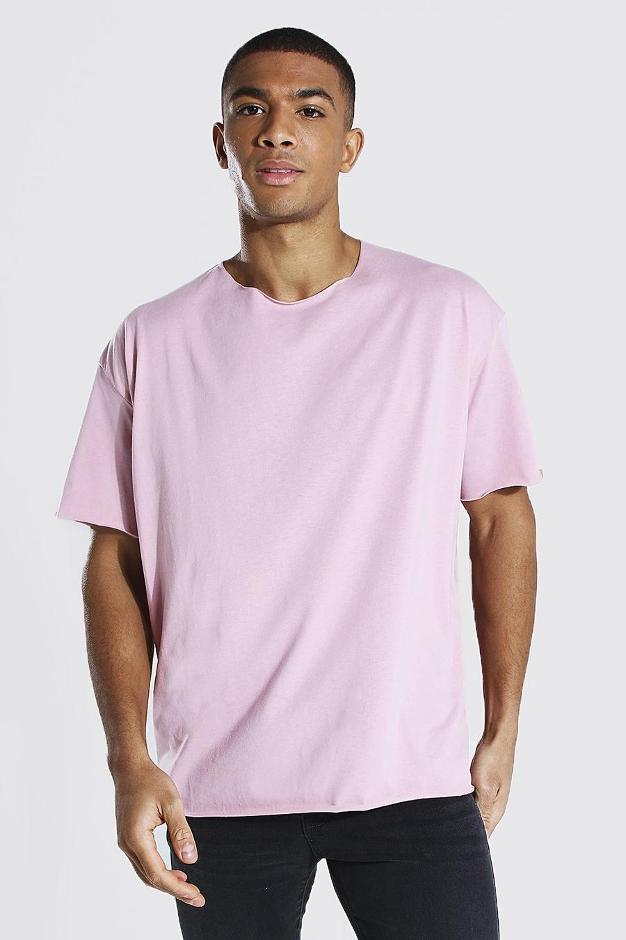 Light pink Oversized Short Sleeve Raw Hem T-shirt image number 1