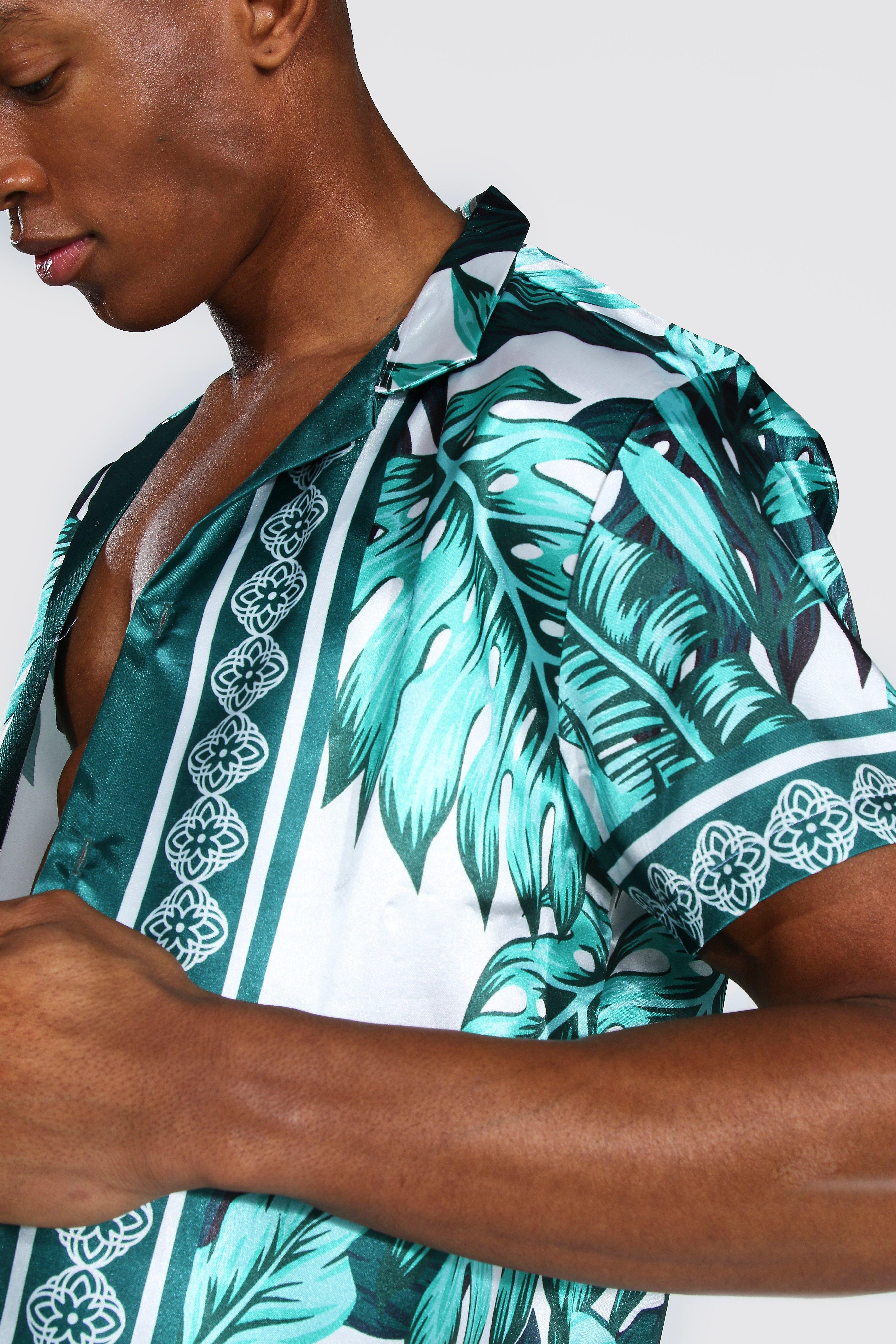 Short Sleeve Revere Palm Shirt And Short Set